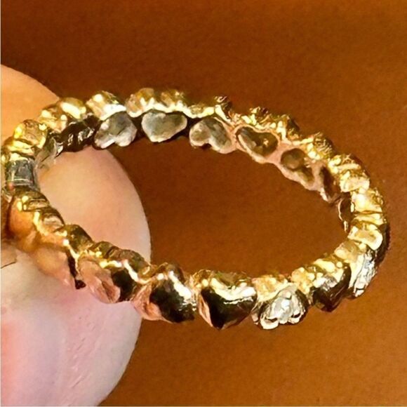 ETERNITY BAND RING HEARTS 18K GOLD & DIAMONDS ROSE GOLD STACK WEDDING LOVE 2.8mm - Picture 8 of 12
